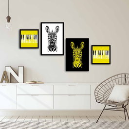 Wallity Set de 4 Cuadros Decorativos enmarcados en MDF Multicolor